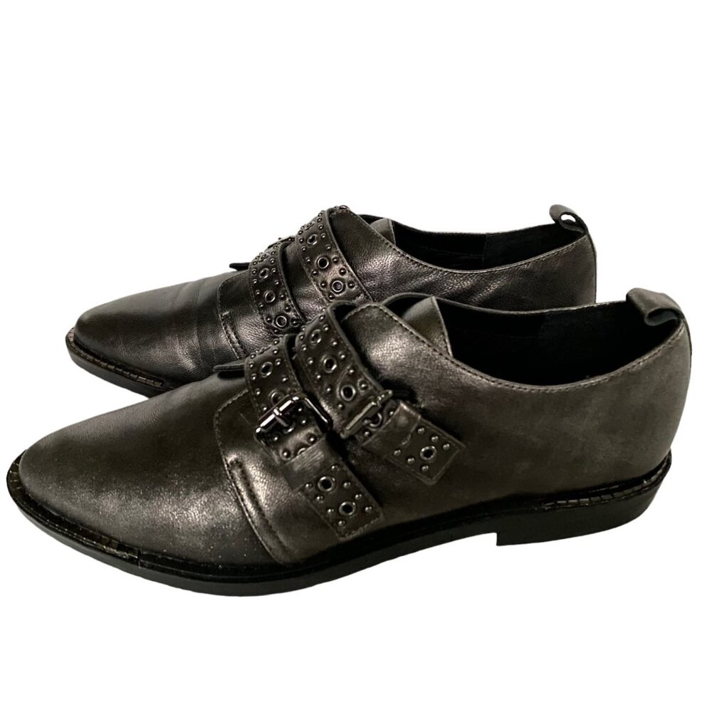 Bleecker Bond LEIGH Women Oxford Shoes 10M EU 41 Gray Monk Strap Buckle Leather - Picture 2 of 10